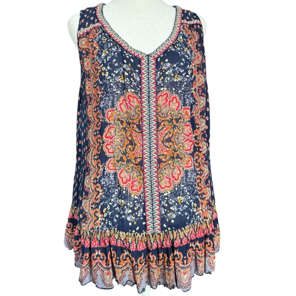 bila Boho Ruffle Tank Blouse Sz M